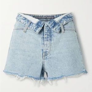 Alexander Wang Bite Flip High-Rise Denim Shorts in Pebble Bleach